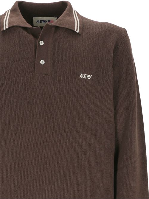 Ribbed polo shirt Autry | POPX26WCWOOL CHOCO